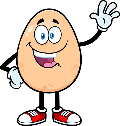 Happy Egg Cartoon Character Waving For Greeting Stock Illustration -  Download Image Now - Animal Egg, Animal Shell, April - iStock