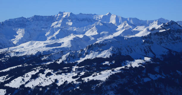 istock Snow covered hills and mountains in Switzerland. 1310559642