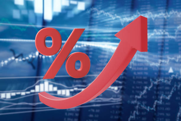 istock Growing red arrow and percent symbol 1310563568