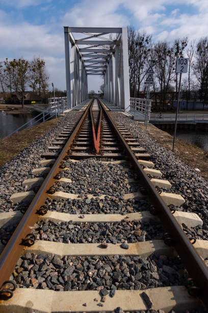 istock A close-up on rails and a railway bridge. 1310564703
