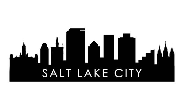 salt see stadt skyline silhouette. black salt lake stadt design isoliert auf weißem hintergrund. - salt lake city stock-grafiken, -clipart, -cartoons und -symbole