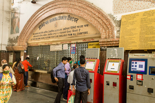 16 March, 2019, Kolkata: Indian Railways Ticket Counter in Srirampur, West Bengal in India.