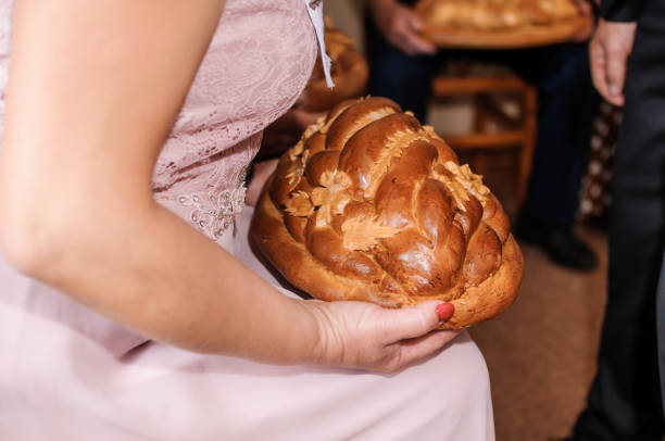 istock Wedding bread decorated with flowers and leaves with dough 1310568466