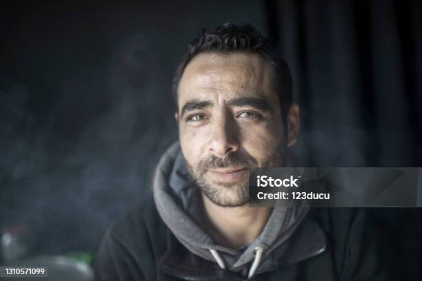 Syrian Male Portrait Stock Photo - Download Image Now - Homelessness, Men, Refugee