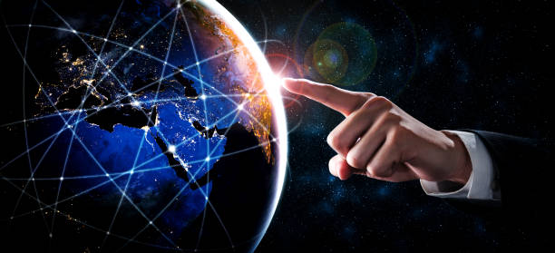 istock Global network connection covering earth with link of innovative perception 1310573508