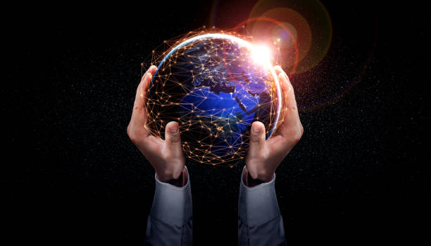 istock Global network connection covering earth with link of innovative perception 1310574258