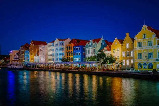 Curacao, Netherlands Antilles View of colorful buildings of downtown Willemstad Curacao Caribbean Island