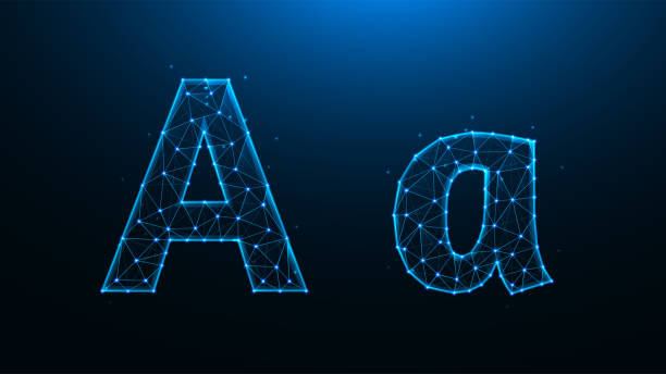 Polygonal vector illustration of letter A on a dark blue background. Polygonal vector illustration of letter A on a dark blue background. lettera a stock illustrations