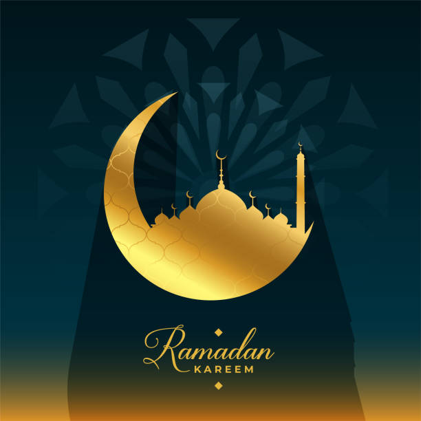 istock ramadan kareem golden moon and mosque card design 1310577477