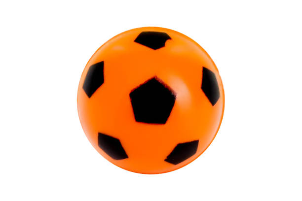 Orange soccer ball, on a white background, isolated.