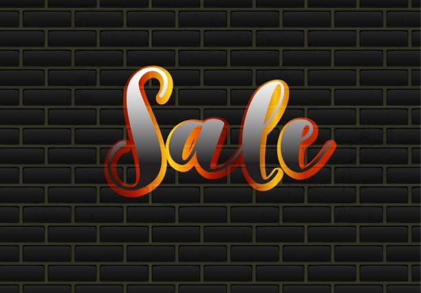 istock Black Friday sale poster design. Brick wall and calligraphy text with golden stroke. 1310588512