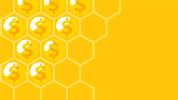 달러 기호가있는 벌집. 추상 비즈니스 노란색 배경입니다. - honey hexagon honeycomb spring stock illustrations