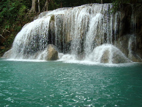 Idyllic Erawan waterfall in Kanchanaburi province, Thailand