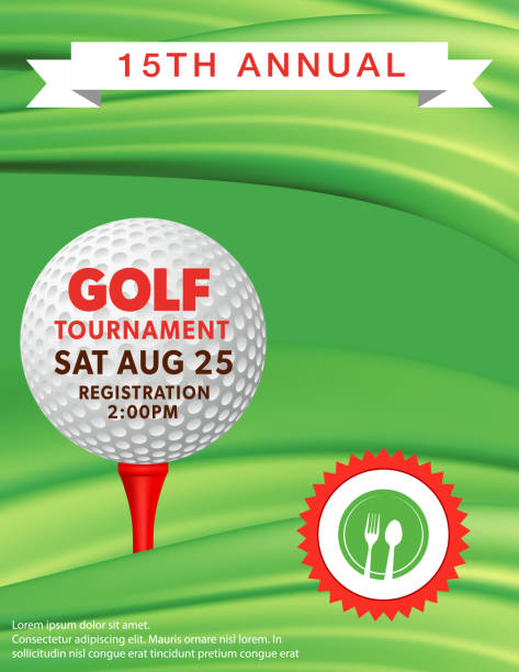 골프 토너먼트 템플릿 - golf ball golf curve banner stock illustrations