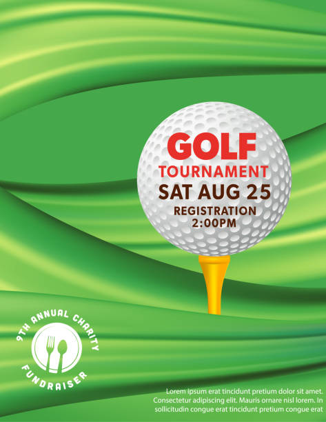 шаблон турнира по гольфу - golf ball golf curve banner stock illustrations