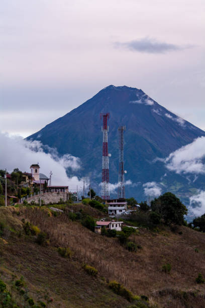 Volcanic landscape with hills and blue sky, Tungurahua volcano Volcanic landscape with hills and blue sky, Tungurahua volcano mt tungurahua sunset mountain volcano stock pictures, royalty-free photos & images