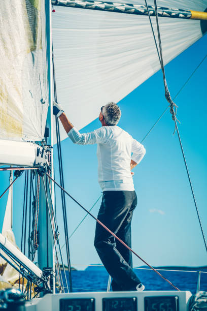 istock Sailing crew member on sailboat on regatta 1310605562