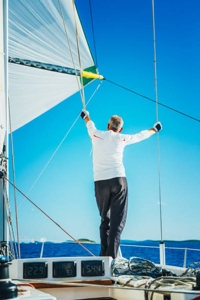 istock Sailing crew member on sailboat on regatta 1310605583