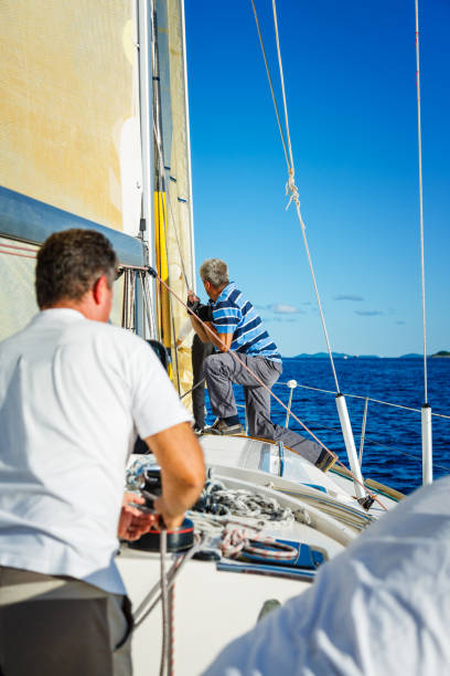 istock Sailing crew on sailboat on regatta 1310605663