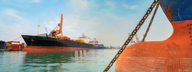 istock High quality shot of cargo ship terminal. 1310607612
