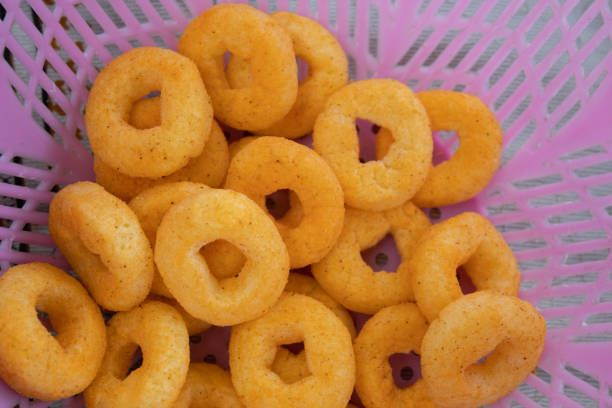 closeup shot of fryums in a bowl - hors imagens e fotografias de stock