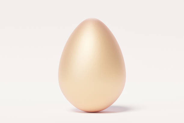 istock Golden Easter egg on white background, spring April holidays card, 3d illustration render 1310614785