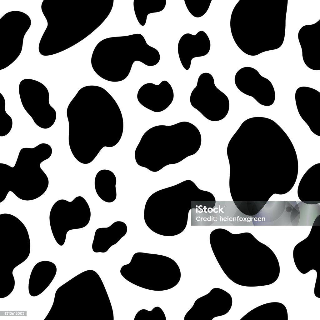 Seamless Pattern Cow Skin Black And White Cow Print Aesthetic