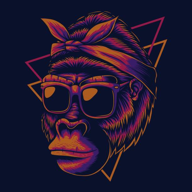 Mother gorilla eyeglasses vector illustration Mother gorilla eyeglasses vector illustration for your company or brand serious monkey stock illustrations
