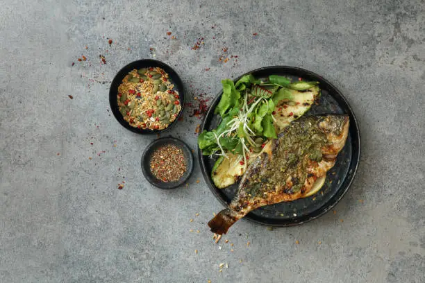 Photo of Grilled Fish With Pesto Dressing