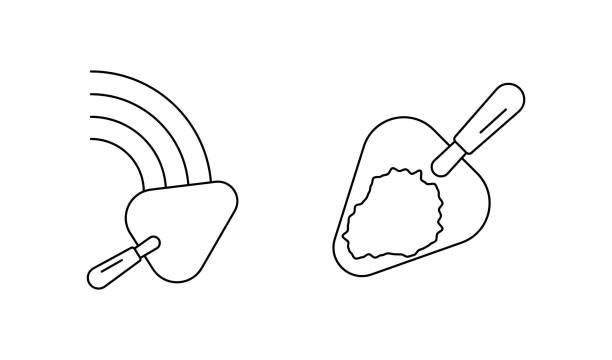 ilustrações de stock, clip art, desenhos animados e ícones de wall plastering icon set. construction and plaster icons. - plaster plasterboard trowel construction worker