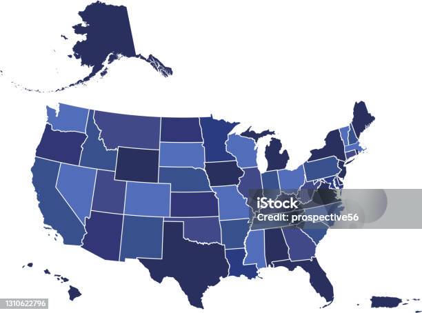 Usa Map States Blank Printable Stock Illustration - Download Image Now - USA, Map, Vector