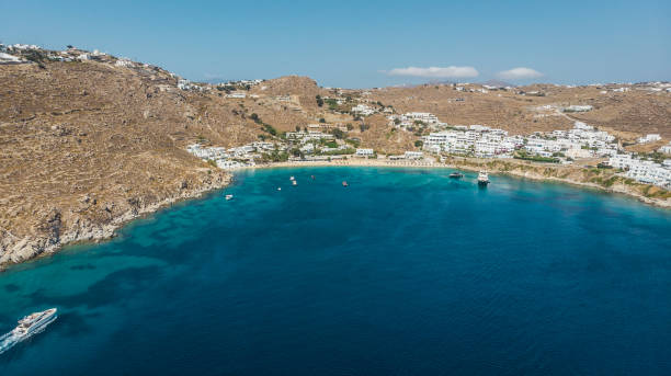 istock Aerial view of Psarou bay. 1310625136