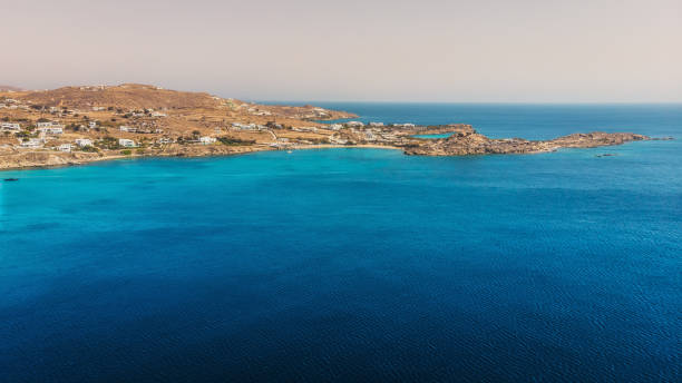 Agia Anna and Paraga bay at Mykonos island. stock photo