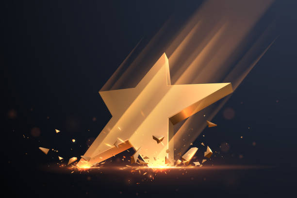 Gold star hit with sparks Gold star hit with sparks in vector award stock illustrations
