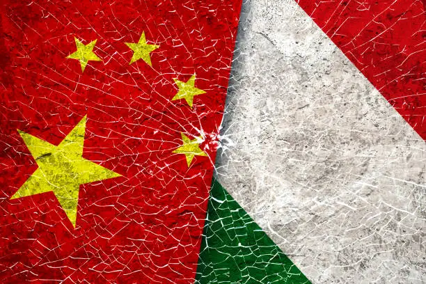 China and Italy Diplomatic Dispute, Trade War, Finance and Economic Sanction Concepts.