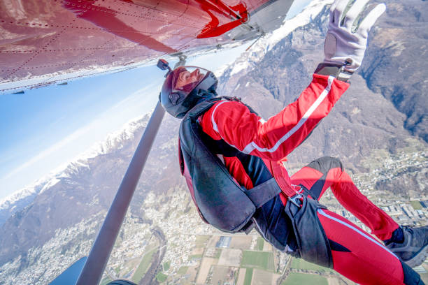 istock Freefall jumper soars above Swiss mountain landscape 1310636810