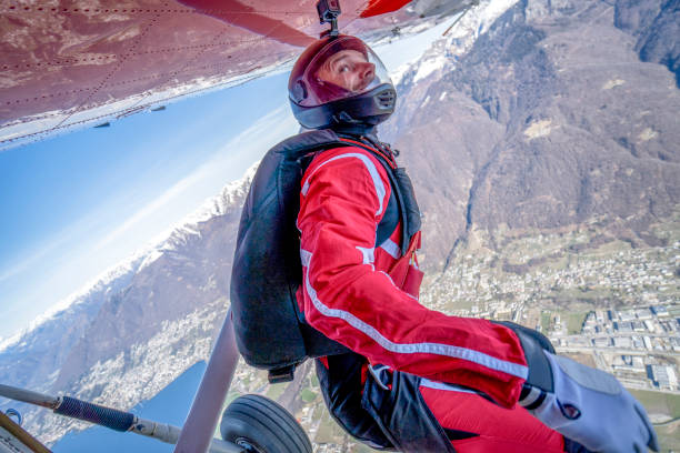 istock Freefall jumper soars above Swiss mountain landscape 1310636877