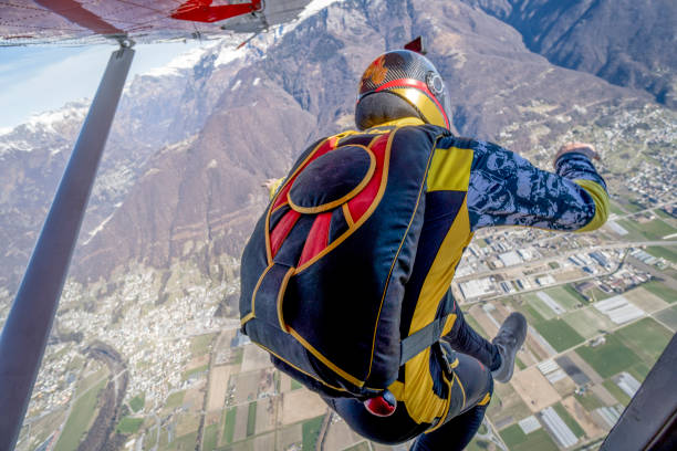 istock Freefall jumper soars above Swiss mountain landscape 1310637500