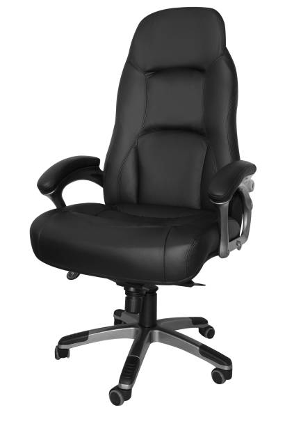 istock Black leather managers office swivel chair isolated on white background 1310638960