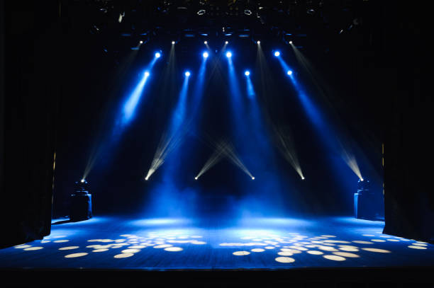 istock Free stage with lights, lighting devices on the consert. 1310643944