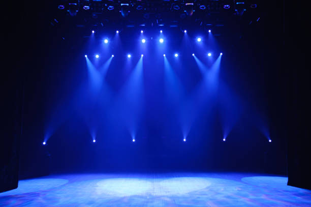 istock Free stage with lights, lighting devices on the consert. 1310643948