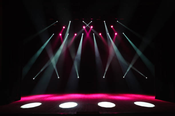istock Free stage with lights, lighting devices on the consert. 1310643965