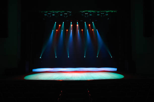 istock Free stage with lights, lighting devices on the consert. 1310643966