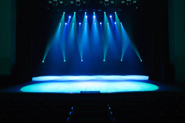 istock Free stage with lights, lighting devices on the consert. 1310643967
