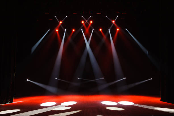 istock Free stage with lights, lighting devices on the consert. 1310643980