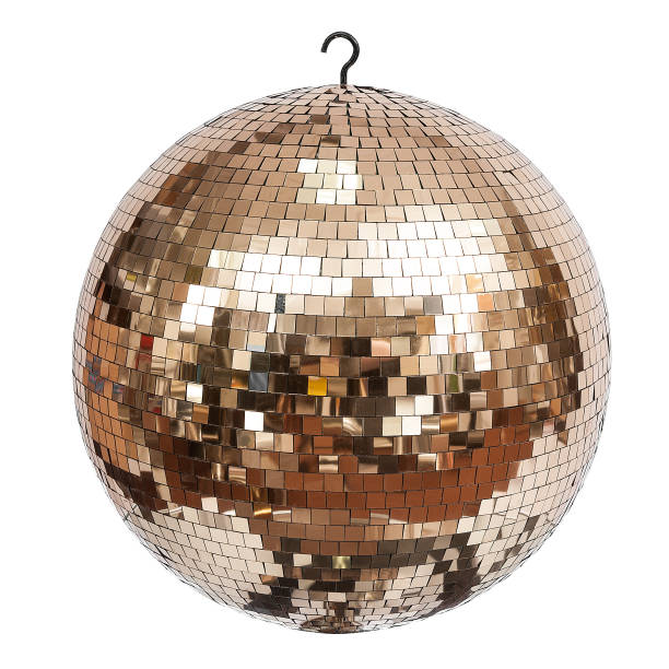 bola de discoteca dorada - disco ball mirror shiny lighting equipment fotografías e imágenes de stock