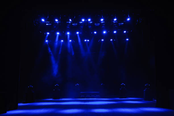 istock Free stage with lights, lighting devices on the consert. 1310644800