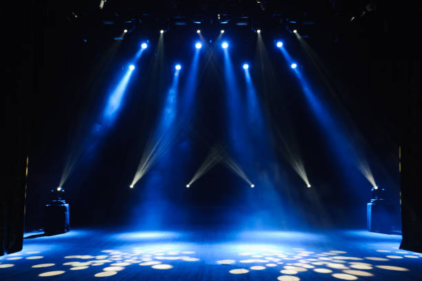 istock Free stage with lights, lighting devices on the consert. 1310644804