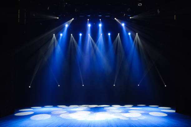 istock Free stage with lights, lighting devices on the consert. 1310644814