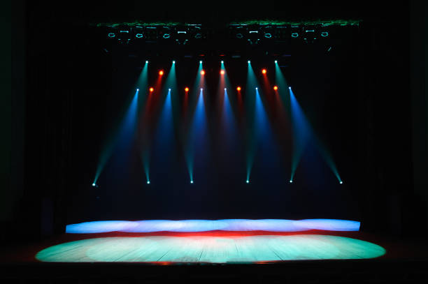 istock Free stage with lights, lighting devices on the consert. 1310644819